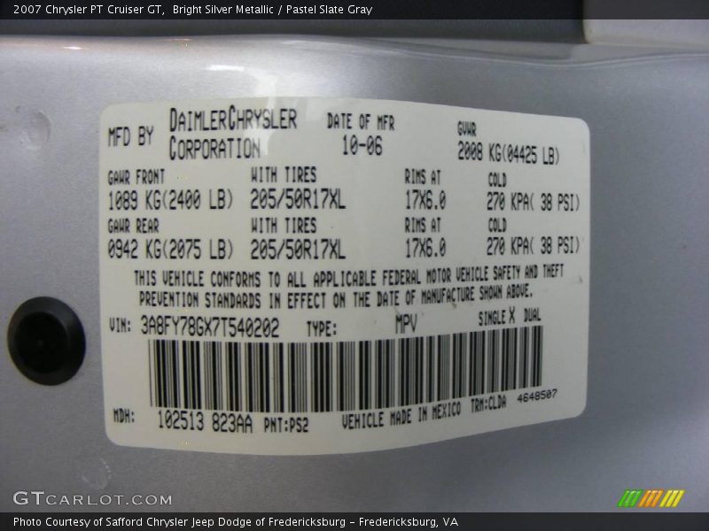 Bright Silver Metallic / Pastel Slate Gray 2007 Chrysler PT Cruiser GT