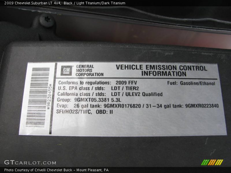 Black / Light Titanium/Dark Titanium 2009 Chevrolet Suburban LT 4x4