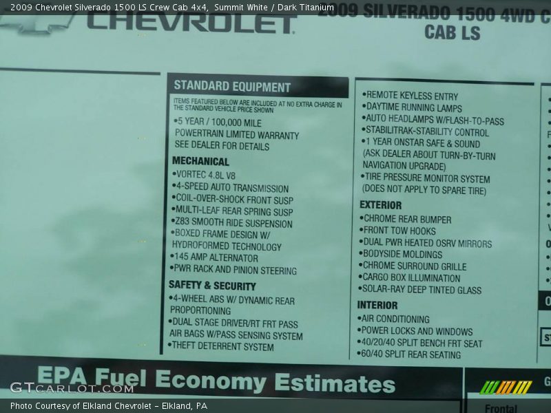 Summit White / Dark Titanium 2009 Chevrolet Silverado 1500 LS Crew Cab 4x4