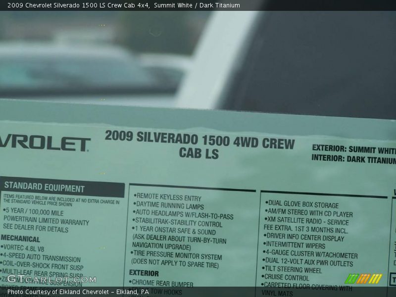 Summit White / Dark Titanium 2009 Chevrolet Silverado 1500 LS Crew Cab 4x4