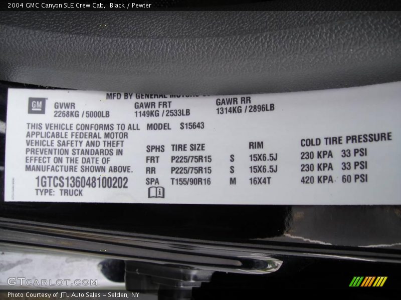 Black / Pewter 2004 GMC Canyon SLE Crew Cab