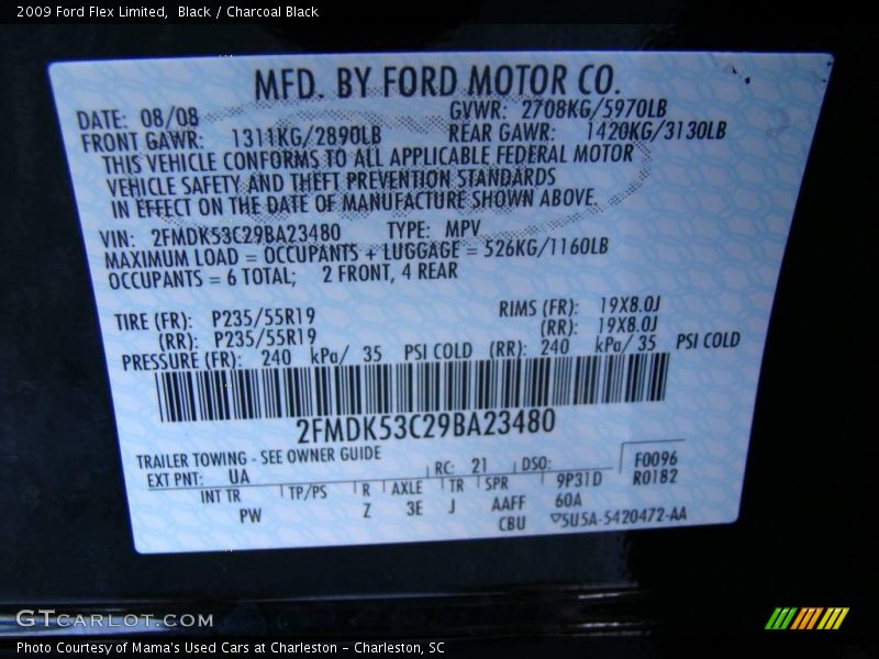 2009 Flex Limited Black Color Code UA