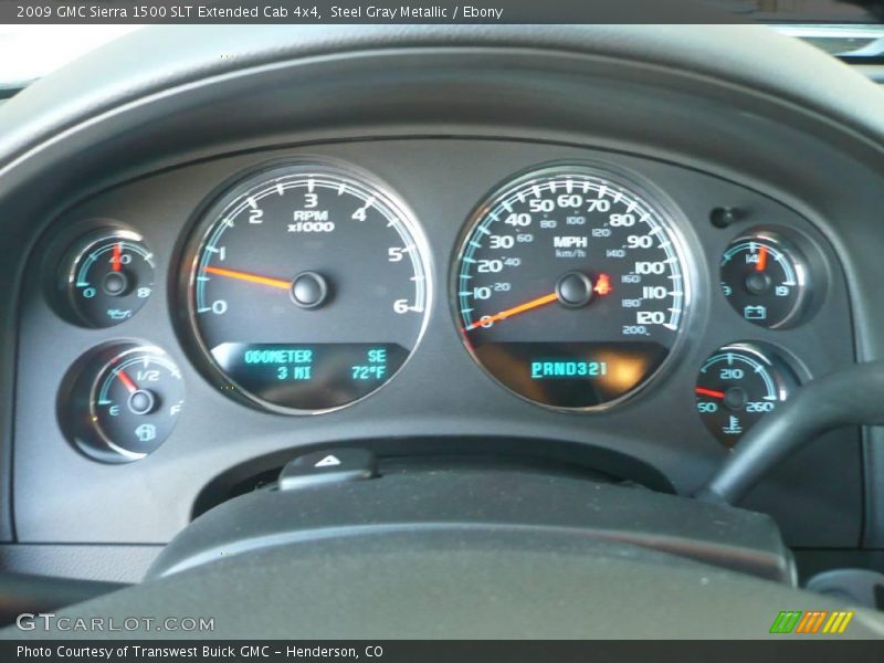 Steel Gray Metallic / Ebony 2009 GMC Sierra 1500 SLT Extended Cab 4x4