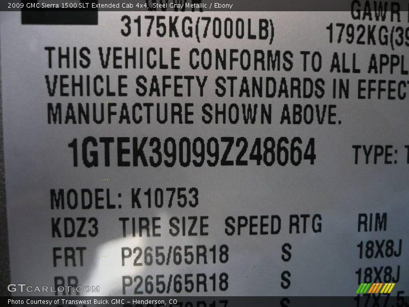 Steel Gray Metallic / Ebony 2009 GMC Sierra 1500 SLT Extended Cab 4x4