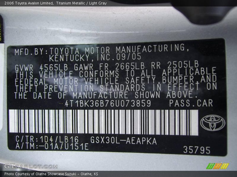 Titanium Metallic / Light Gray 2006 Toyota Avalon Limited