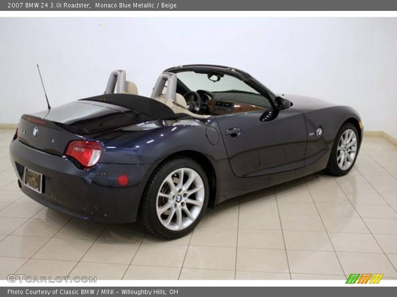 Monaco Blue Metallic / Beige 2007 BMW Z4 3.0i Roadster