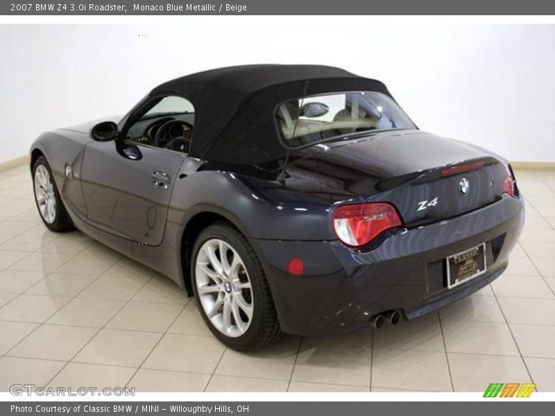 Monaco Blue Metallic / Beige 2007 BMW Z4 3.0i Roadster
