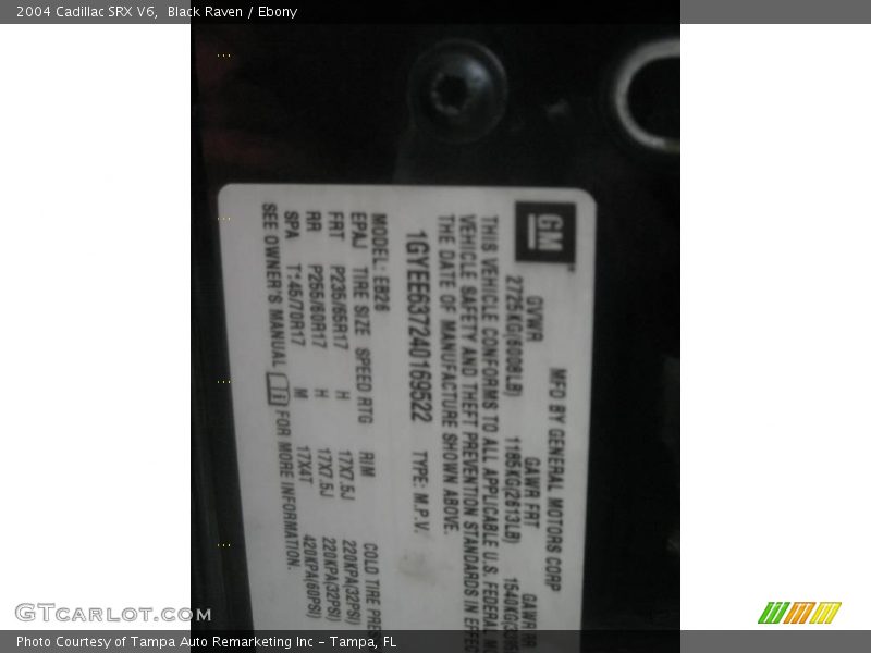 Black Raven / Ebony 2004 Cadillac SRX V6