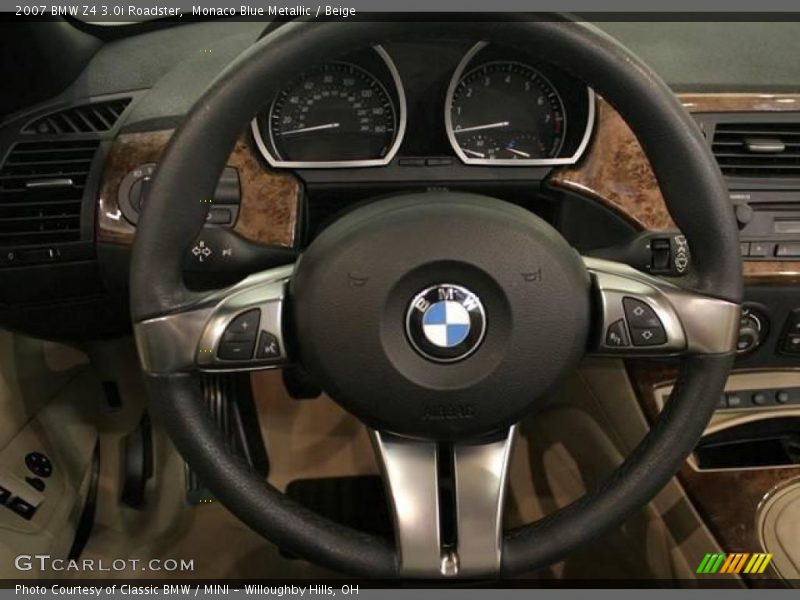 Monaco Blue Metallic / Beige 2007 BMW Z4 3.0i Roadster