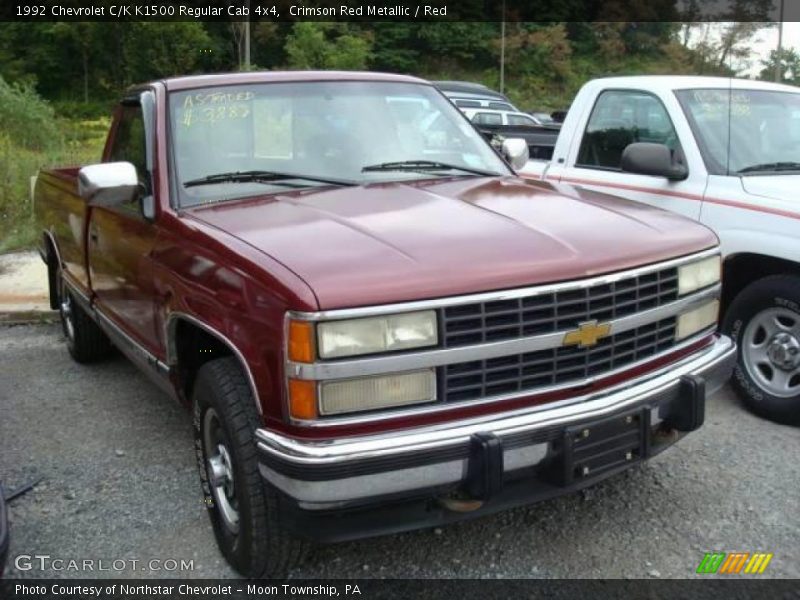 Crimson Red Metallic / Red 1992 Chevrolet C/K K1500 Regular Cab 4x4