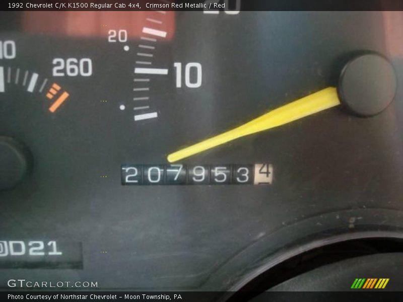 Crimson Red Metallic / Red 1992 Chevrolet C/K K1500 Regular Cab 4x4