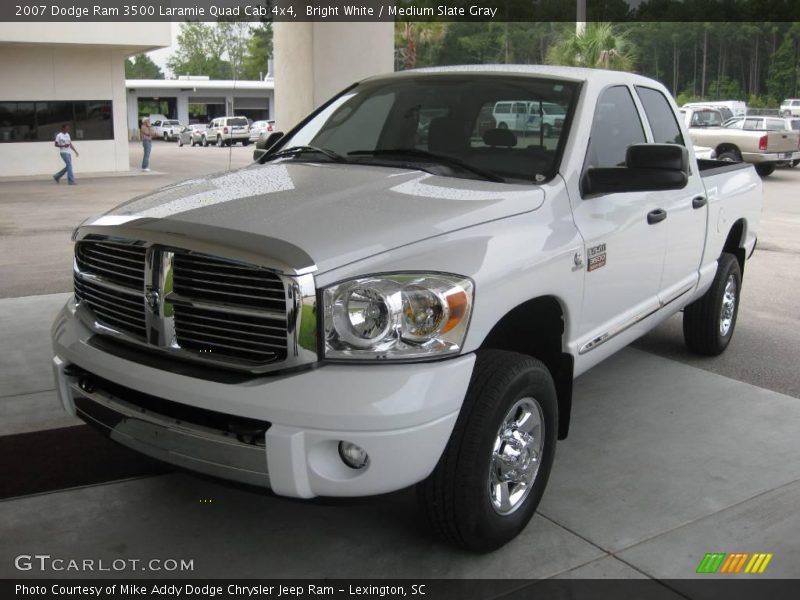 Bright White / Medium Slate Gray 2007 Dodge Ram 3500 Laramie Quad Cab 4x4