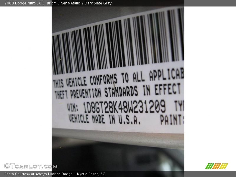 Bright Silver Metallic / Dark Slate Gray 2008 Dodge Nitro SXT