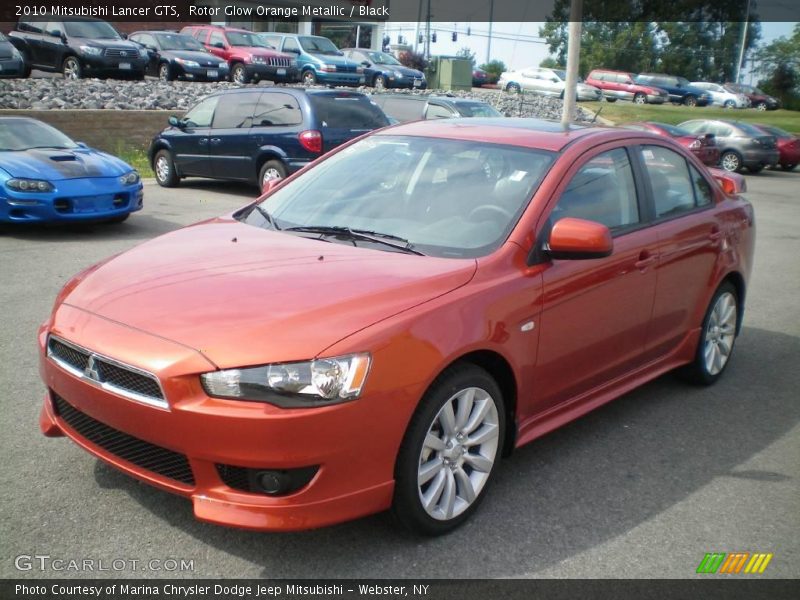 Rotor Glow Orange Metallic / Black 2010 Mitsubishi Lancer GTS
