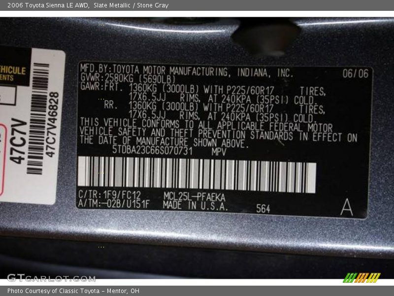 Slate Metallic / Stone Gray 2006 Toyota Sienna LE AWD