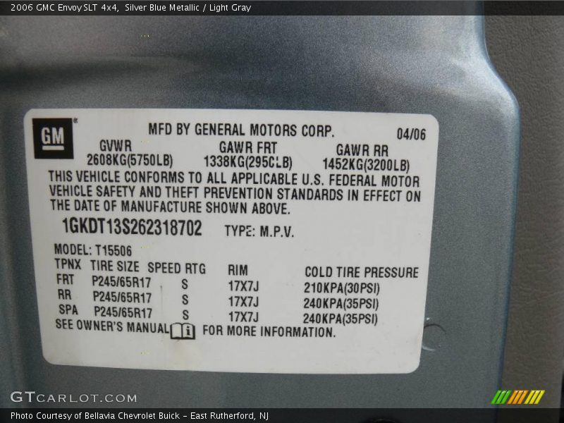 Silver Blue Metallic / Light Gray 2006 GMC Envoy SLT 4x4