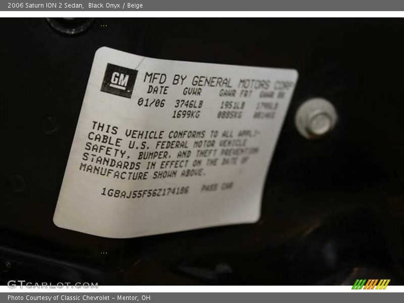 Black Onyx / Beige 2006 Saturn ION 2 Sedan