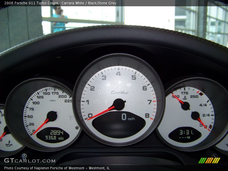Carrara White / Black/Stone Grey 2008 Porsche 911 Turbo Coupe