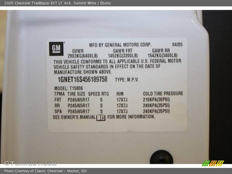 Summit White / Ebony 2005 Chevrolet TrailBlazer EXT LT 4x4