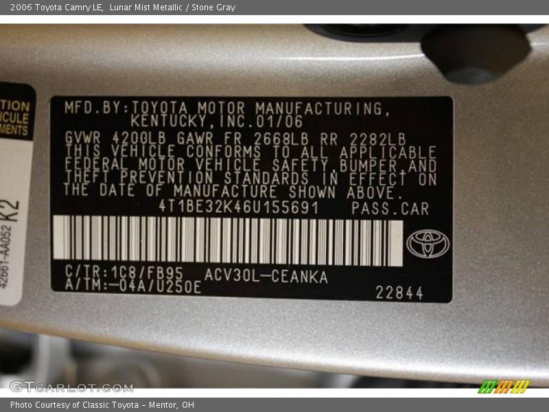 Lunar Mist Metallic / Stone Gray 2006 Toyota Camry LE