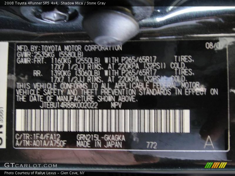 Shadow Mica / Stone Gray 2008 Toyota 4Runner SR5 4x4