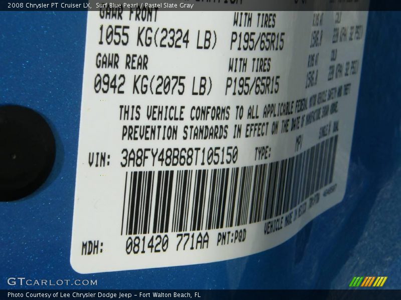 Surf Blue Pearl / Pastel Slate Gray 2008 Chrysler PT Cruiser LX