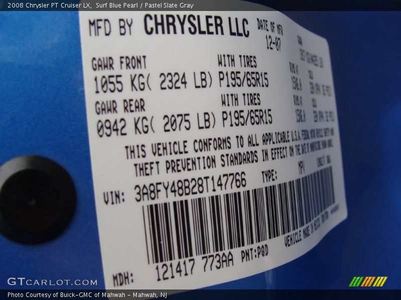 Surf Blue Pearl / Pastel Slate Gray 2008 Chrysler PT Cruiser LX