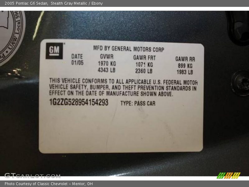 Stealth Gray Metallic / Ebony 2005 Pontiac G6 Sedan
