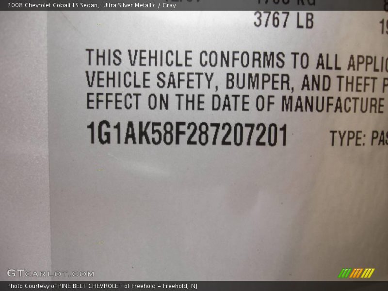 Ultra Silver Metallic / Gray 2008 Chevrolet Cobalt LS Sedan