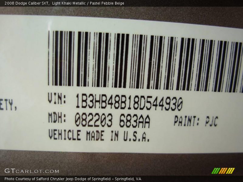 Light Khaki Metallic / Pastel Pebble Beige 2008 Dodge Caliber SXT