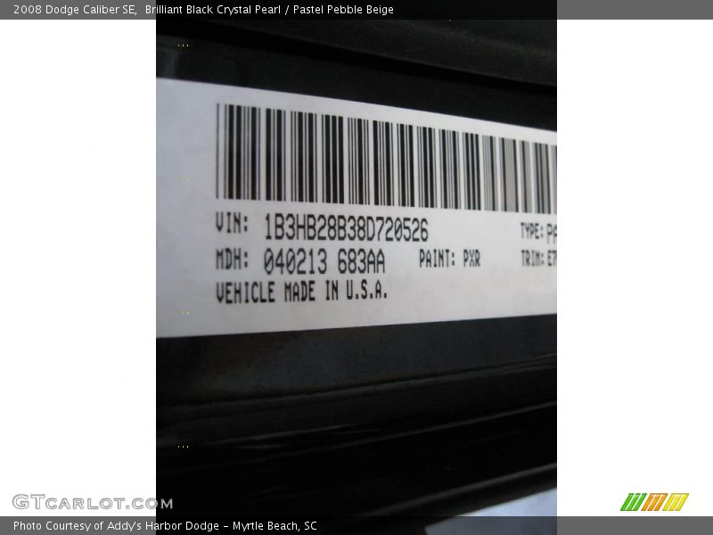 Brilliant Black Crystal Pearl / Pastel Pebble Beige 2008 Dodge Caliber SE