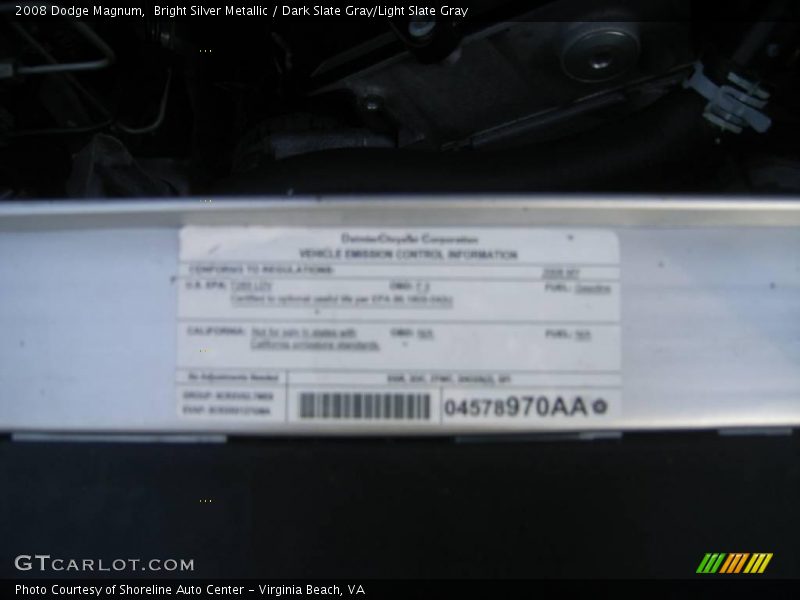 Bright Silver Metallic / Dark Slate Gray/Light Slate Gray 2008 Dodge Magnum
