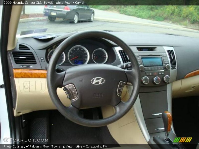 Powder White Pearl / Camel 2009 Hyundai Sonata GLS
