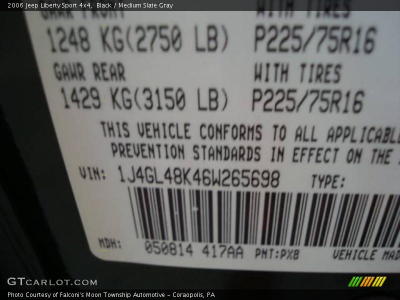 Black / Medium Slate Gray 2006 Jeep Liberty Sport 4x4