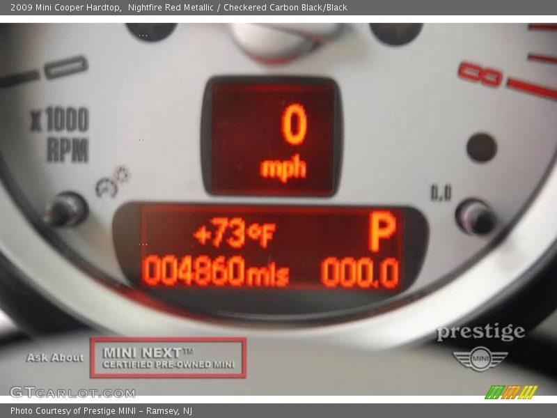 Nightfire Red Metallic / Checkered Carbon Black/Black 2009 Mini Cooper Hardtop