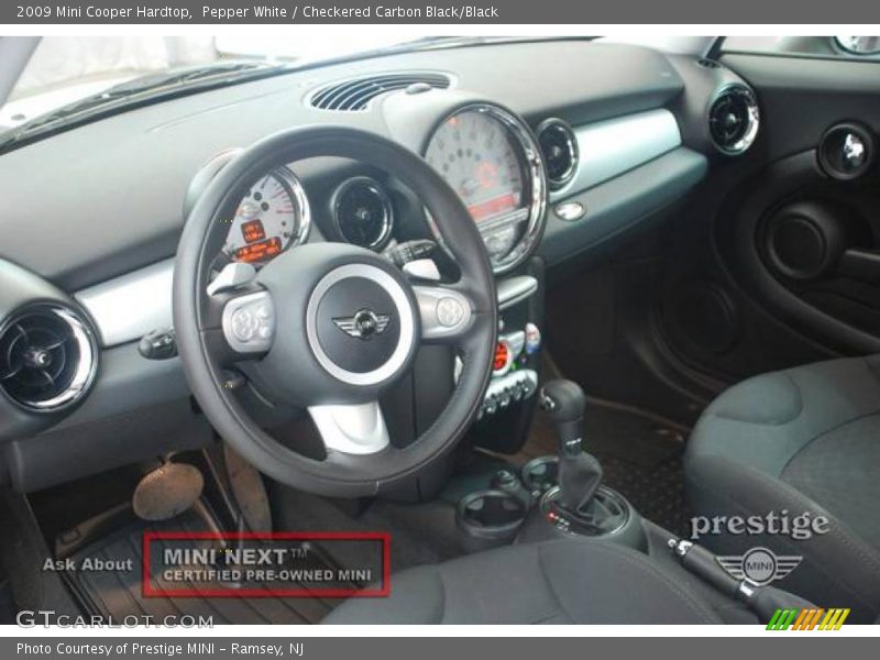 Pepper White / Checkered Carbon Black/Black 2009 Mini Cooper Hardtop