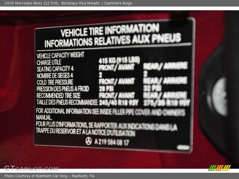 Bordeaux Red Metallic / Cashmere Beige 2006 Mercedes-Benz CLS 500