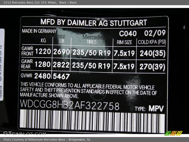 Black / Black 2010 Mercedes-Benz GLK 350 4Matic