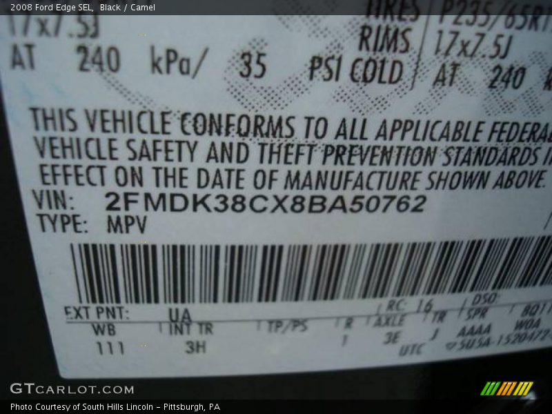 Black / Camel 2008 Ford Edge SEL