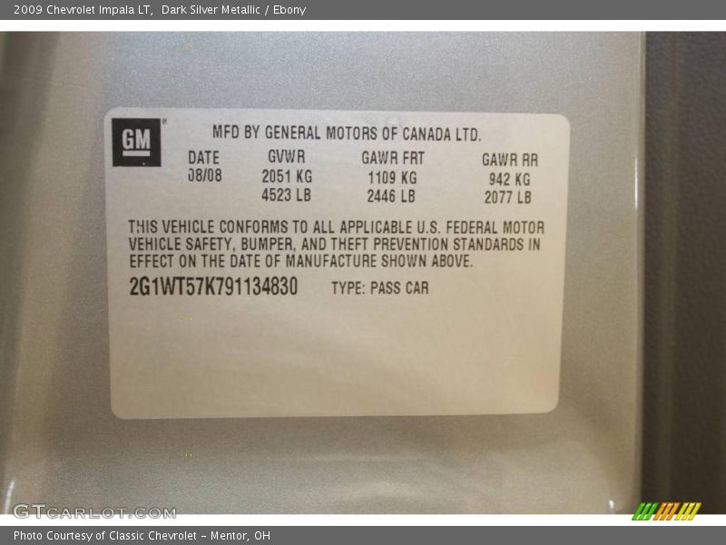 Dark Silver Metallic / Ebony 2009 Chevrolet Impala LT