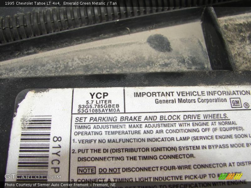Emerald Green Metallic / Tan 1995 Chevrolet Tahoe LT 4x4