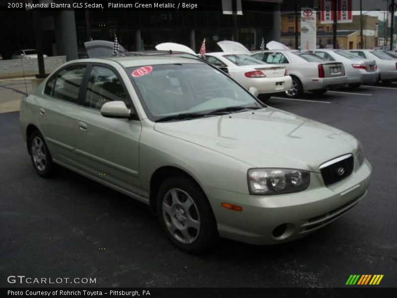 Platinum Green Metallic / Beige 2003 Hyundai Elantra GLS Sedan