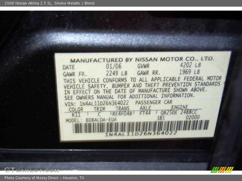 Smoke Metallic / Blond 2006 Nissan Altima 2.5 SL