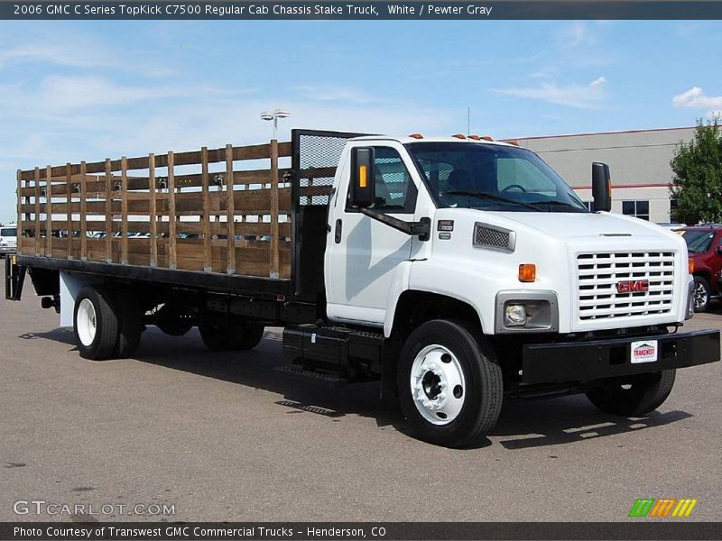 White / Pewter Gray 2006 GMC C Series TopKick C7500 Regular Cab Chassis Stake Truck