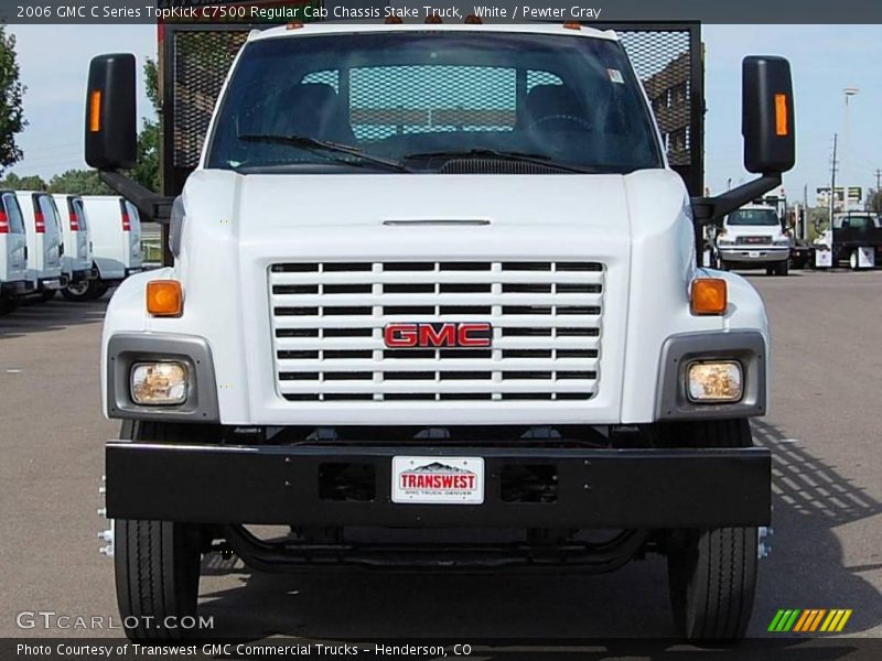 White / Pewter Gray 2006 GMC C Series TopKick C7500 Regular Cab Chassis Stake Truck