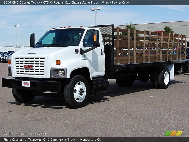 White / Pewter Gray 2006 GMC C Series TopKick C7500 Regular Cab Chassis Stake Truck