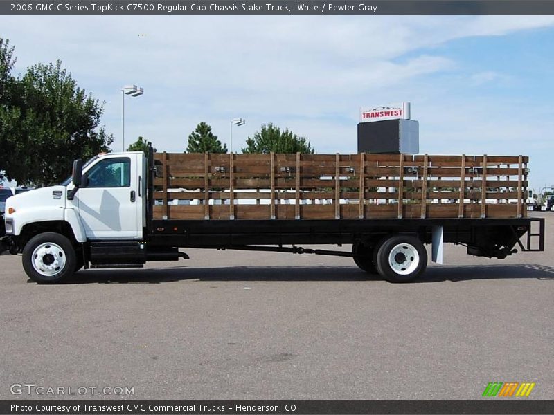 White / Pewter Gray 2006 GMC C Series TopKick C7500 Regular Cab Chassis Stake Truck