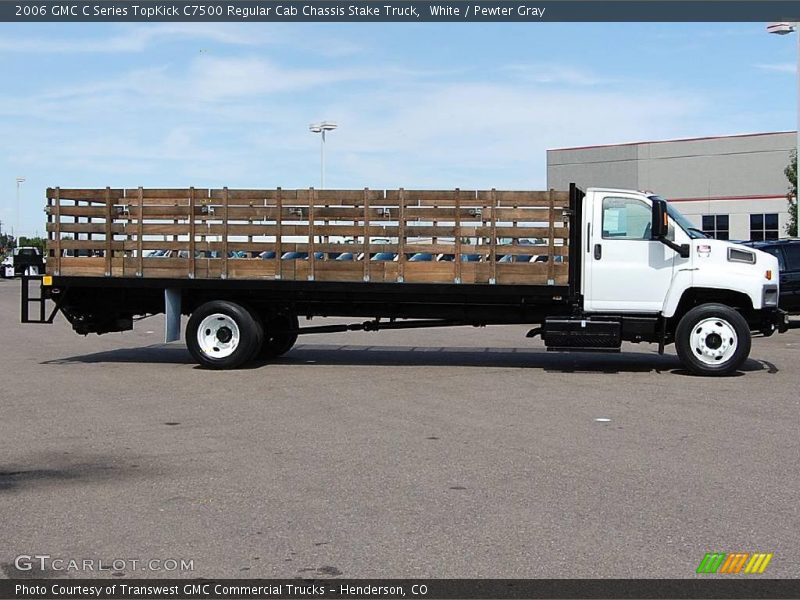 White / Pewter Gray 2006 GMC C Series TopKick C7500 Regular Cab Chassis Stake Truck