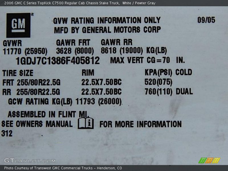 White / Pewter Gray 2006 GMC C Series TopKick C7500 Regular Cab Chassis Stake Truck
