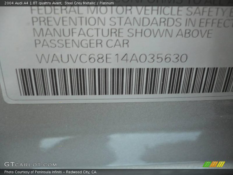 Steel Grey Metallic / Platinum 2004 Audi A4 1.8T quattro Avant